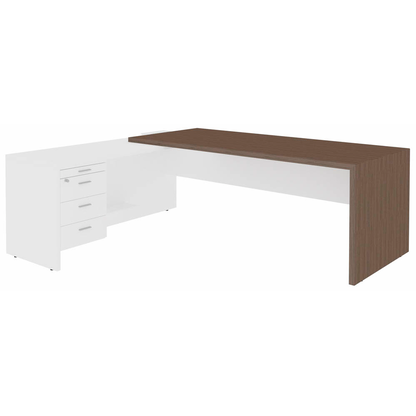 Artikelbild für Quadrifoglio T45 Schreibtisch eukalyptus, weiß L-Form, Wangen-Gestell eukalyptus 220,0 x 194,0 cm, Artikelnummer 801312