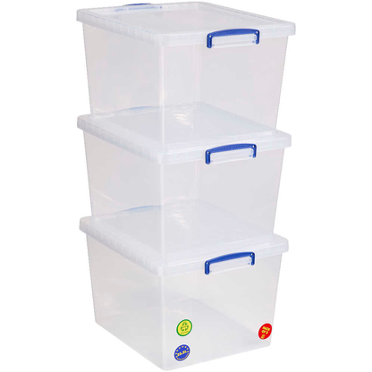 Artikelbild für Really Useful Box Aufbewahrungsboxen 3x 33,5 l transparent 38,3 x 46,0 x 28,5 cm, 3 St., Artikelnummer 751968