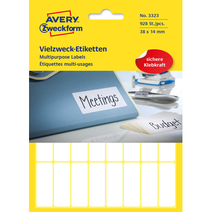 Artikelbild für AVERY Zweckform Etiketten 3323 weiß 38,0 x 14,0 mm, 928 Etiketten , Artikelnummer 647164
