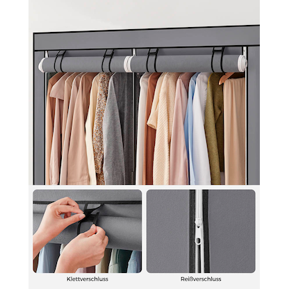 Artikelbild 5 für SONGMICS Stoffschrank, RYG02GY grau 140,0 x 43,0 x 174,0 cm, 1 St., Artikelnummer 439408
