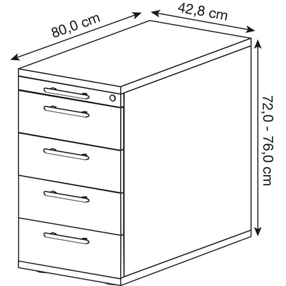 Artikelbild 2 für HAMMERBACHER Solid Standcontainer buche 5 Auszüge Kunststoff-Relinggriff silber 42,8 x 80,0 x 72,0 - 76,0 cm, Artikelnummer 984443