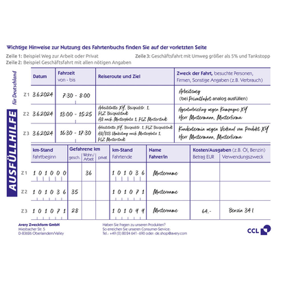 Artikelbild 6 für AVERY Zweckform Fahrtenbuch, Pkw mit Kraftstoffverbrauch Formularbuch 222, 1 St., Artikelnummer 167031