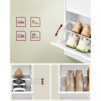 Artikelbild 6 für VASAGLE Schuhschrank, LBC035W01 weiß 4 Fachböden 105,5 x 24,0 x 82,7 cm, Artikelnummer 760829