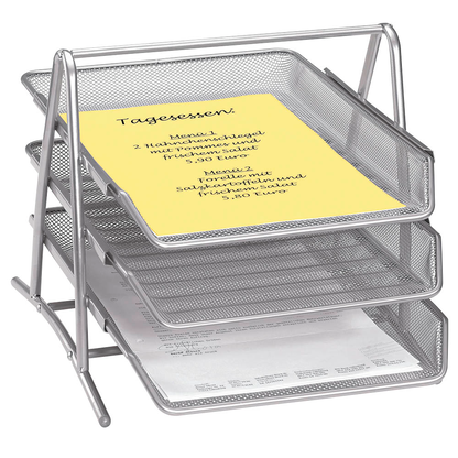 Artikelbild für Zeller Briefablagen-System Meshline alufarben, 3 Fächer, Artikelnummer 638668