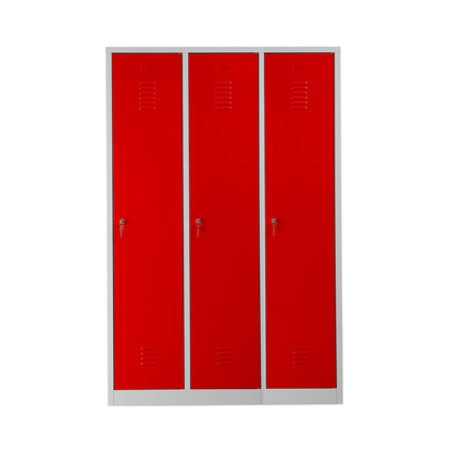 Artikelbild 2 für Gürkan Spind lichtgrau, feuerrot 105418, 3 Schließfächer 118,5 x 50,0 x 180,0 cm, Artikelnummer 560615