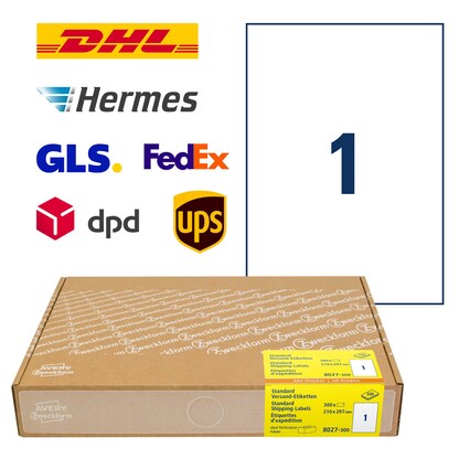 Artikelbild für AVERY Zweckform Versandetiketten weiß 21,0 x 29,7 cm, 300 Blatt, Artikelnummer 715157