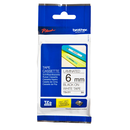 Artikelbild 2 für brother Schriftband TZe-211 TZE211, 6 mm, schwarz auf weiß, 1 St., Artikelnummer 653113