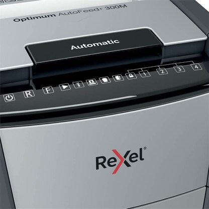 Artikelbild 12 für Rexel Optimum AutoFeed+ 300M Aktenvernichter mit Partikelschnitt P-5, 2 x 15 mm, bis 300 Blatt, schwarz, Artikelnummer 267561