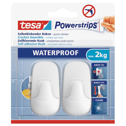 Artikelbild für tesa WATERPROOF Small Klebehaken für max. 2,0 kg, 2,0 x 5,0 cm, 2 St., Artikelnummer 738908