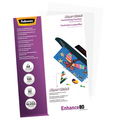 Artikelbild für Fellowes Laminierfolien Super Quick glänzend für A4 80 micron, 100 St., Artikelnummer 794158