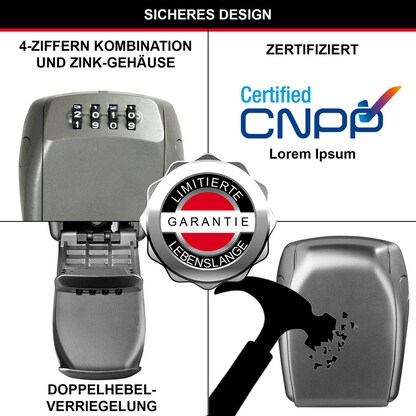 Artikelbild 4 für Master Lock® 5415EURD Schlüsseltresor silber, Zahlenschloss, 10,5 x 4,6 x 13,2 cm, 1 St., Artikelnummer 727554