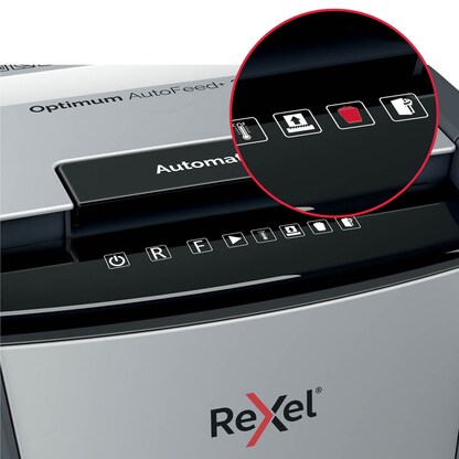 Artikelbild 14 für Rexel Optimum AutoFeed+ 300M Aktenvernichter mit Partikelschnitt P-5, 2 x 15 mm, bis 300 Blatt, schwarz, Artikelnummer 267561