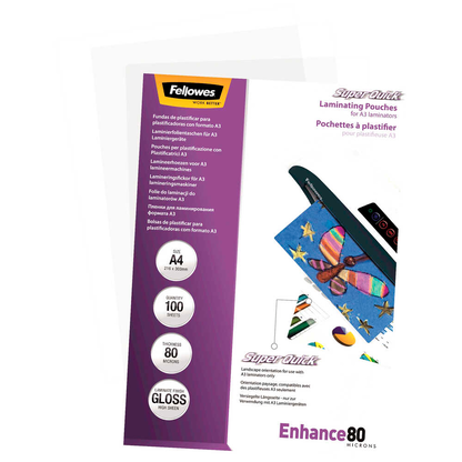 Artikelbild 6 für Fellowes Laminierfolien Super Quick glänzend für A4 80 micron, 100 St., Artikelnummer 794158