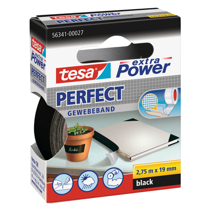 Artikelbild 2 für tesa extra Power® Perfect Gewebeband schwarz 19,0 mm x 2,75 m 1 Rolle, Artikelnummer 110940