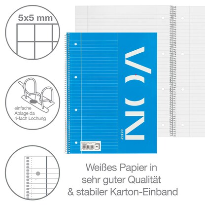 Artikelbild 5 für VON LEITZ Collegeblock liniert DIN A4 mit Randlinie (innen), 1 St., Artikelnummer 636096
