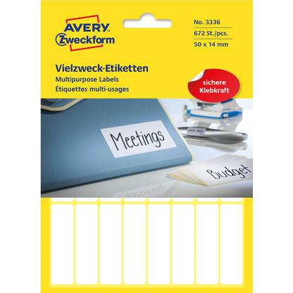 Artikelbild für AVERY Zweckform Etiketten 3336 weiß 50,0 x 14,0 mm, 672 Etiketten , Artikelnummer 647131
