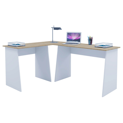 Artikelbild für VCM my office Masola Schreibtisch weiß, sonoma-eiche rechteckig, 4-Fuß-Gestell weiß 135,0 x 105,0 cm, Artikelnummer 848711