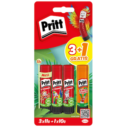 Artikelbild für 3 + 1 GRATIS: Pritt Klebestifte 11,0 g, 3 St. + GRATIS Klebestift 10,0 g, Artikelnummer 253132