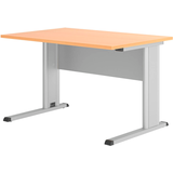 Artikelbild 1 für HAMMERBACHER GS12 Schreibtisch buche rechteckig, C-Fuß-Gestell silber 120,0 x 80,0 cm, Artikelnummer 843065