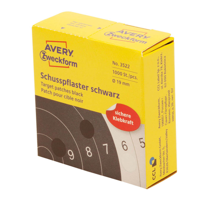 Artikelbild für AVERY Zweckform Klebepunkte Schusspflaster schwarz Ø 19,0 mm, 1.000 St., Artikelnummer 321939
