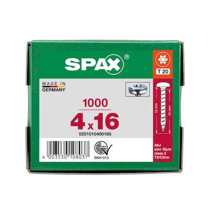 Artikelbild 10 für SPAX® Universalschrauben T20 Halbrundkopf WIROX 0201010400165 4 mm x 16 mm, 1.000 St., Artikelnummer 395599
