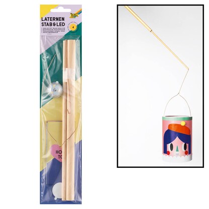 Artikelbild für folia Bastelzubehör Laternenstab mit Drahtbügel + 1 LED Licht natur, Artikelnummer 693019