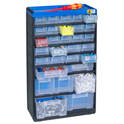 Artikelbild für Allit VarioPlus Kleinteilemagazin schwarz, blau 30,0 x 13,5 x 52,5 cm, 1 St., Artikelnummer 837380