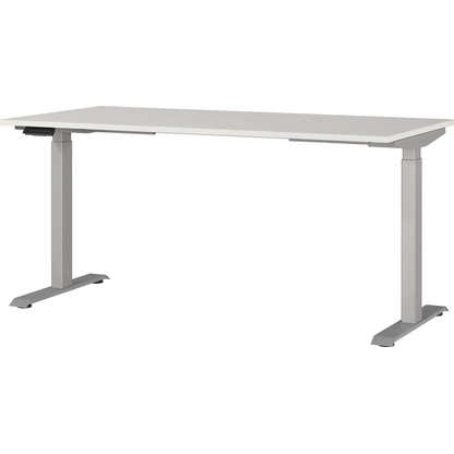 Artikelbild für GERMANIA Agenda Office höhenverstellbarer Schreibtisch lichtgrau rechteckig, T-Fuß-Gestell silber 160,0 x 80,0 cm, Artikelnummer 385319