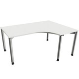 Artikelbild 1 für fm Sidney höhenverstellbarer Schreibtisch weiß Bogenform, 4-Fuß-Gestell Rundrohr silber 160,0 x 80,0 cm, Artikelnummer 136711