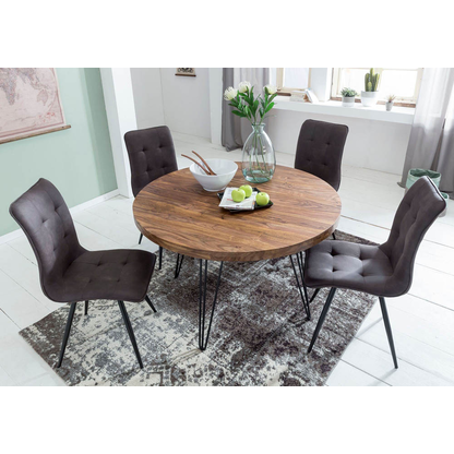 Artikelbild 5 für WOHNLING Esstisch sheesham rund, Haarnadelbeine schwarz, 120,0 x 120,0 x 78,0 cm, Artikelnummer 906047