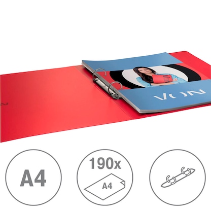 Artikelbild 4 für VON LEITZ Ringbücher 2-Ringe 1x gelb, blau, rot, grün, schwarz 2,5 cm DIN A4, 5 St., Artikelnummer 635456