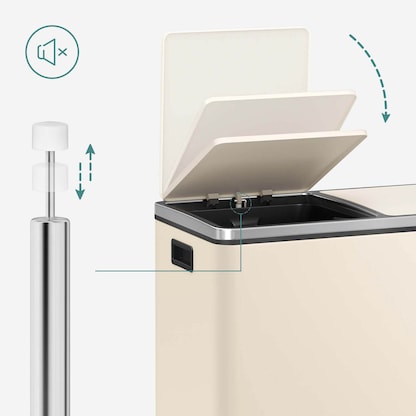 Artikelbild 2 für SONGMICS Mülltrenner 2x 30,0 l cremeweiß, 1 St., Artikelnummer 260978