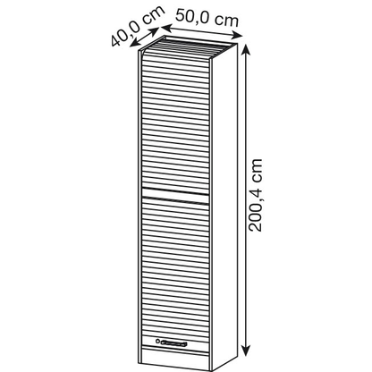 Artikelbild 2 für HAMMERBACHER Akandia Rollladenschrank lichtgrau, silber 4 Fachböden 50,0 x 40,0 x 200,4 cm, Artikelnummer 672089
