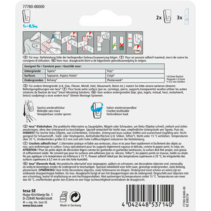 Artikelbild 6 für tesa Klebehaken für max. 0,5 kg, 2,0 x 4,5 cm, 2 St., Artikelnummer 739106