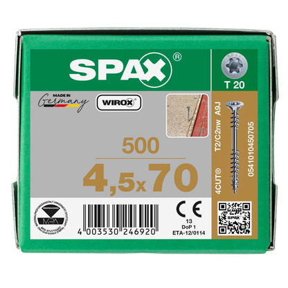 Artikelbild 6 für SPAX® Verlegeschrauben T20 Senkkopf WIROX 0541010450705 4,5 mm x 70 mm, 500 St., Artikelnummer 397798