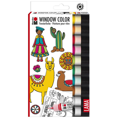 Artikelbild 3 für Marabu Lama Fenstermalfarben farbsortiert 10 leuchtende Farben à 25,0 ml, Artikelnummer 399947