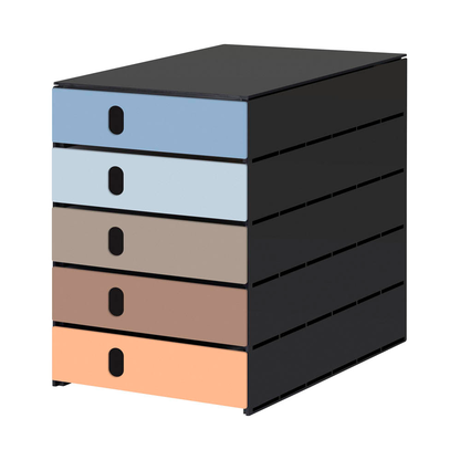 Artikelbild für styro Schubladenbox styroval pro Emotions Beach blau, braun, orange 14-8000.BE, DIN A4 mit 5 Schubladen, 1 St., Artikelnummer 660573