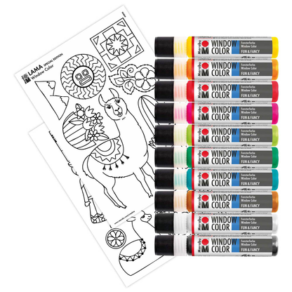 Artikelbild 4 für Marabu Lama Fenstermalfarben farbsortiert 10 leuchtende Farben à 25,0 ml, Artikelnummer 399947