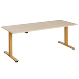 Artikelbild 1 für HAMMERBACHER XMST19 elektrisch höhenverstellbarer Schreibtisch eiche rechteckig, T-Fuß-Gestell gold 180,0 x 80,0 cm, Artikelnummer 298053