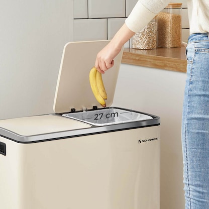 Artikelbild 6 für SONGMICS Mülltrenner 2x 30,0 l cremeweiß, 1 St., Artikelnummer 260978