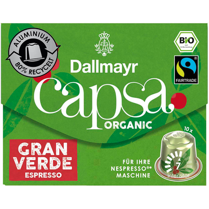Artikelbild 4 für Dallmayr Capsa Gran Verde Espresso Bio-Kaffeekapseln, Arabicabohnen kräftig, 10 Stück, Artikelnummer 470894