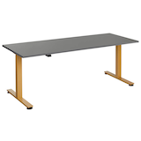 Artikelbild 1 für HAMMERBACHER XMST19 elektrisch höhenverstellbarer Schreibtisch grafit rechteckig, T-Fuß-Gestell gold 180,0 x 80,0 cm, Artikelnummer 297982