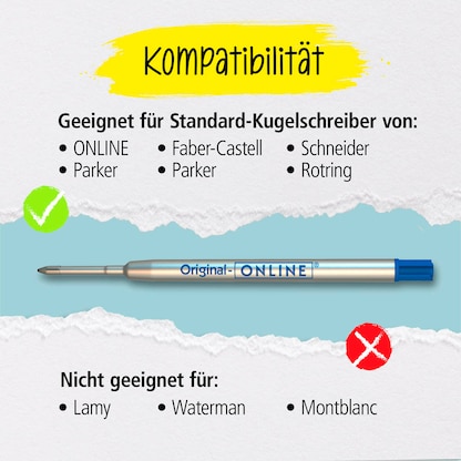 Artikelbild 6 für ONLINE® Kugelschreiberminen M blau, 6 St., Artikelnummer 238347
