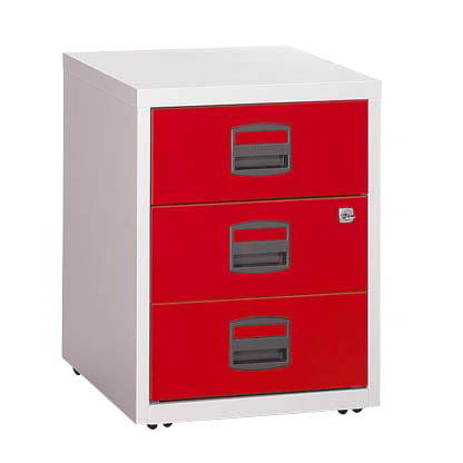 Artikelbild für BISLEY Home Rollcontainer lichtgrau, kardinalrot 3 Auszüge 41,3 x 40,0 x 52,8 cm, Artikelnummer 728824