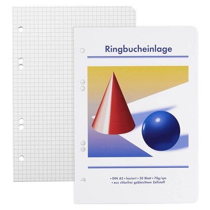 Artikelbild für Ringbucheinlagen Kugel und Kegel A5 kariert, 50 Blätter, 10 Satz, Artikelnummer 426106