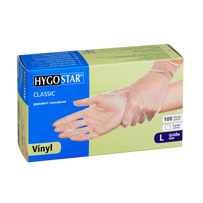 Artikelbild für HYGOSTAR unisex Einmalhandschuhe CLASSIC transparent Größe L, 100 St., Artikelnummer 597757