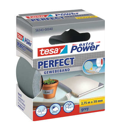 Artikelbild 2 für tesa extra Power® Perfect Gewebeband grau 38,0 mm x 2,75 m 1 Rolle, Artikelnummer 111013