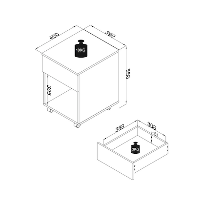 Artikelbild 2 für VCM my office Dasola Rollcontainer anthrazit, eiche 1 Auszug 39,0 x 45,0 x 55,0 cm, Artikelnummer 911311