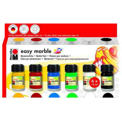 Artikelbild 2 für Marabu Easy Marble Marmorierfarben farbsortiert, 6 St., Artikelnummer 399669