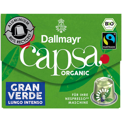 Artikelbild 4 für Dallmayr Capsa Gran Verde Lungo Intenso Bio-Kaffeekapseln, Arabicabohnen kräftig, 10 Stück, Artikelnummer 470887
